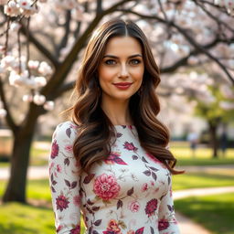 A stunning Russian woman, aged 35 to 45, exuding grace and elegance