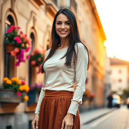 A beautiful Russian woman, aged 35 to 45, exemplifying grace and charm