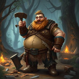 A comical depiction of an obese bandit in a fantasy Dungeons and Dragons setting