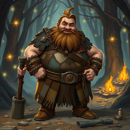 A comical depiction of an obese bandit in a fantasy Dungeons and Dragons setting