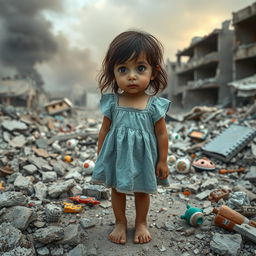 A poignant scene depicting a little girl in war-torn Gaza City