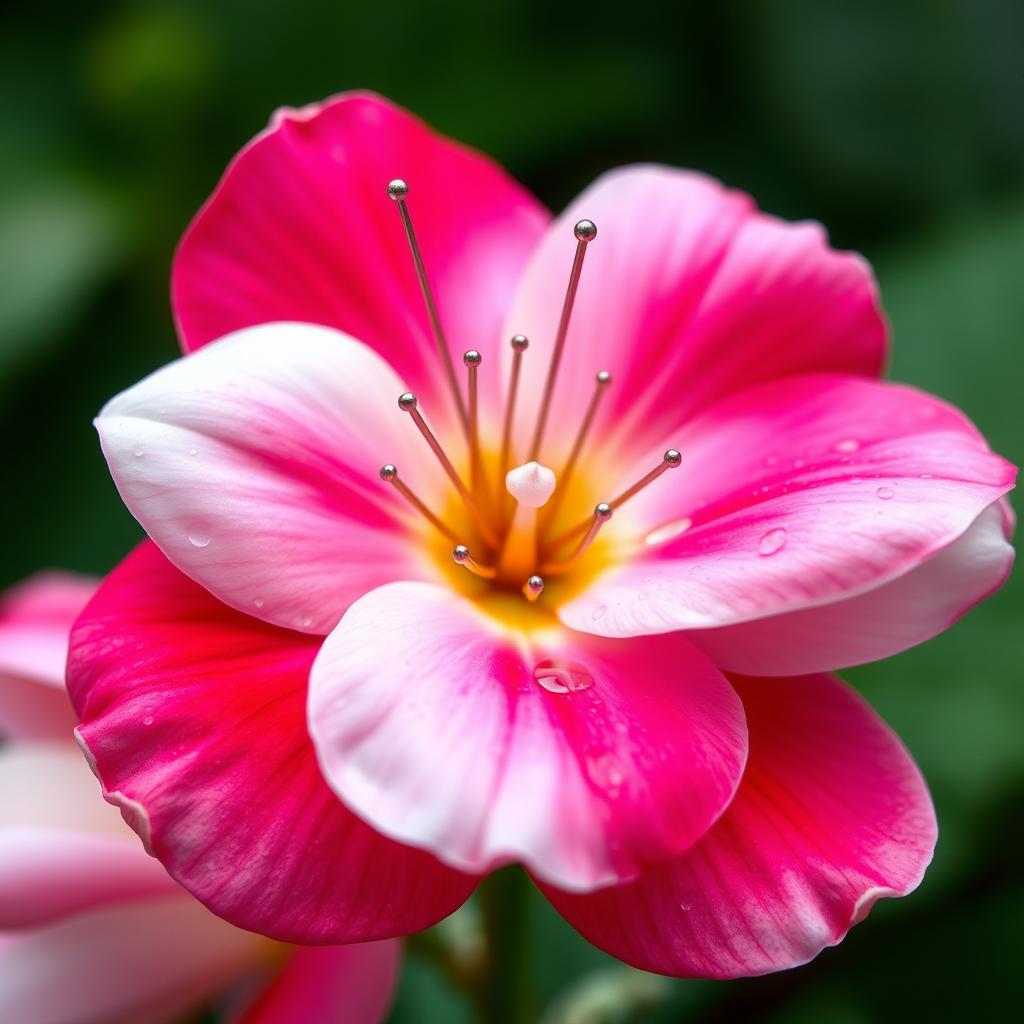 A beautiful flower with acupuncture needles delicately inserted into its petals, showcasing vibrant colors and intricate details