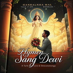 A captivating book cover titled 'Hymne untuk Sang Dewi', inspired by a tale of love transcending worlds