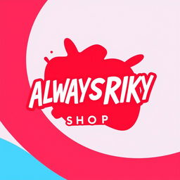 A vibrant and eye-catching logo design for "ALWAYSRIKY SHOP" featuring bold, stylized text in a modern font