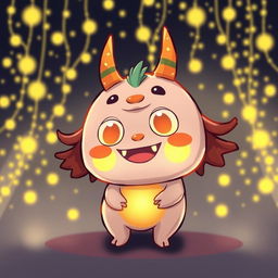 A whimsical and enchanting illustration of a Yokai, featuring a playful and colorful design that embodies the essence of Japanese folklore