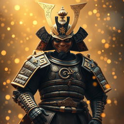 A majestic portrayal of a Yokai adorned in elaborate samurai armor, exuding an air of strength and elegance