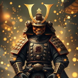 A majestic portrayal of a Yokai adorned in elaborate samurai armor, exuding an air of strength and elegance