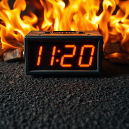An old square digital clock displaying the time 1:20 with bright red numerals
