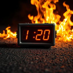 An old square digital clock displaying the time 1:20 with bright red numerals