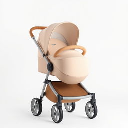 A stylish round baby stroller with no canopy, emphasizing its unique circular design