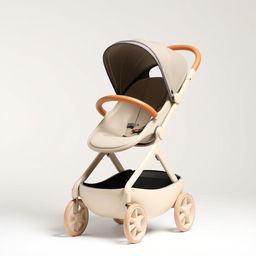 A stylish round baby stroller with no canopy, emphasizing its unique circular design