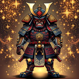 A striking and impressive illustration of a cool-looking Yokai clad in ornate samurai armor, showcasing a blend of traditional Japanese aesthetics and a fantastical design