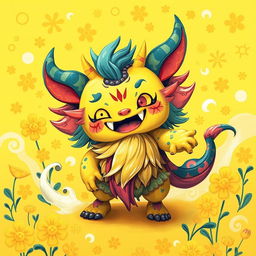 A visually intriguing depiction of a Yokai, characterized by its playful and mystical appearance