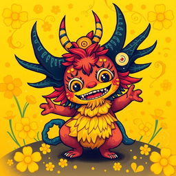 A visually intriguing depiction of a Yokai, characterized by its playful and mystical appearance