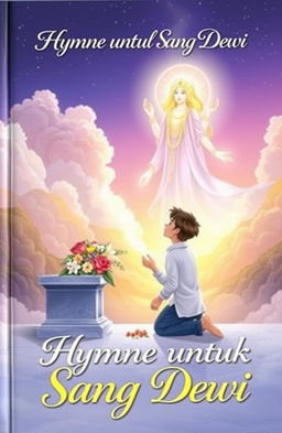 The cover of a novel titled 'Hymne untuk Sang Dewi', featuring a beautifully illustrated romantic scene set in a mystical, serene landscape