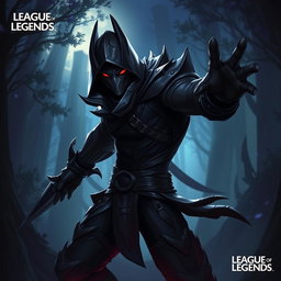A dynamic and intense character illustration of Talon from League of Legends, showcasing his signature look and swift, stealthy movements