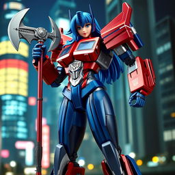 A stunning Kotobukiya Bishoujo figure of Optimus Prime, beautifully designed with a feminine twist