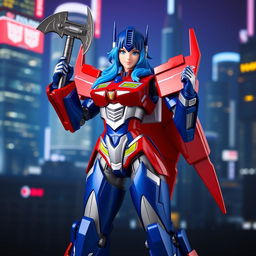 A stunning Kotobukiya Bishoujo figure of Optimus Prime, beautifully designed with a feminine twist
