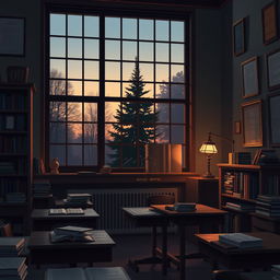 A captivating illustration set within a university classroom with a legal theme