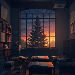 A captivating illustration set within a university classroom with a legal theme