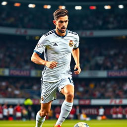 A portrait of a professional soccer player named Carvajal, showcasing his intense focus on the field