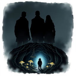 An illustration featuring three shadowy figures (2 males and 1 female) standing with their backs turned