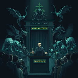 An illustration themed around a 'natural court' scene set in a dark atmosphere during the daytime