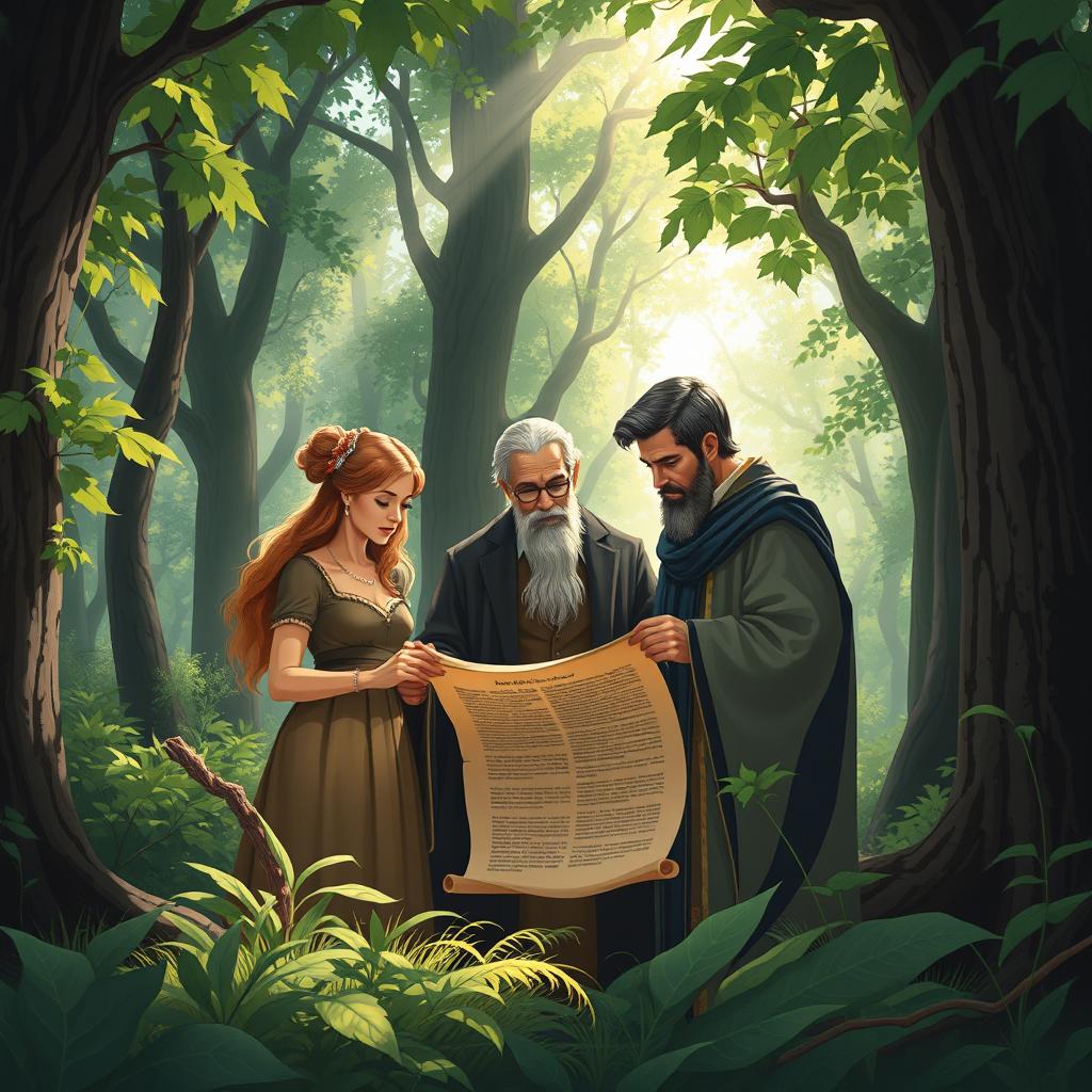 An illustration featuring three people, one woman and two men, gathered around a law professor