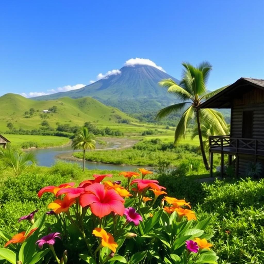 A beautiful landscape of Kapatagan, Lanao del Norte, showcasing the stunning natural scenery with lush greenery, rolling hills, and a peaceful atmosphere