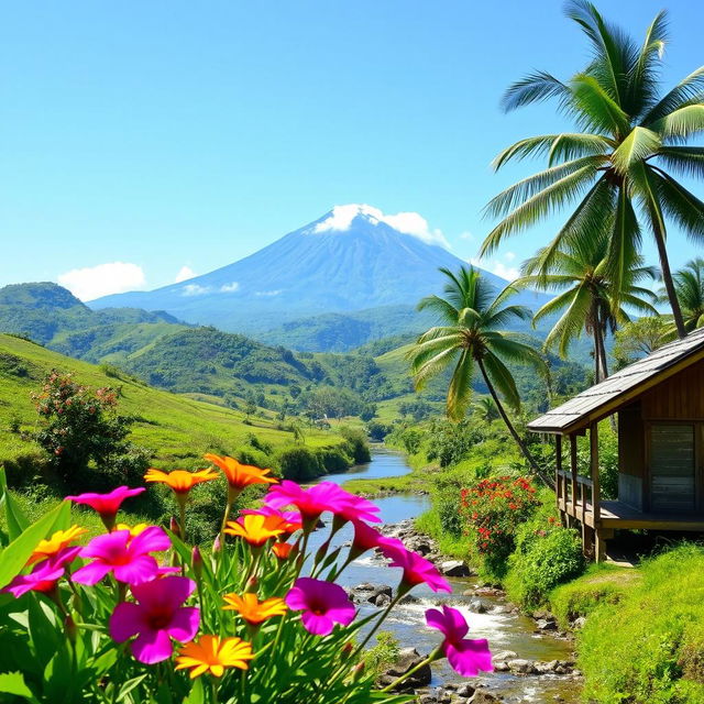 A beautiful landscape of Kapatagan, Lanao del Norte, showcasing the stunning natural scenery with lush greenery, rolling hills, and a peaceful atmosphere