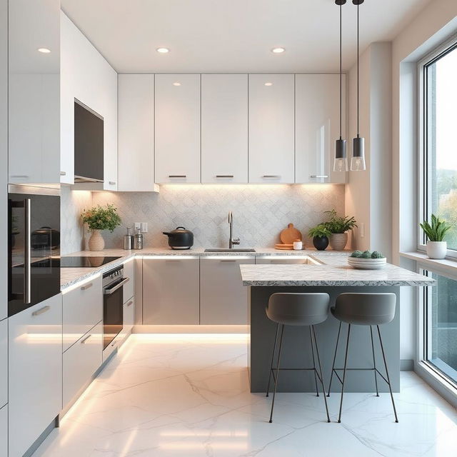 A stunning kitchen remodel utilizing a compact 6-square-meter space, designed for functionality and style