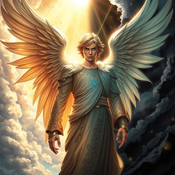 A powerful and captivating illustration of Lucifer, representing the duality described in both the Bible and Quran