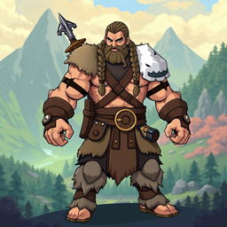 A large, muscular Pokémon trainer sprite designed in the style of 5th generation Pokémon graphics