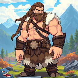 A large, muscular Pokémon trainer sprite designed in the style of 5th generation Pokémon graphics