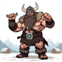 A large, muscular brute sprite inspired by Vikings, designed in 4th generation graphics style