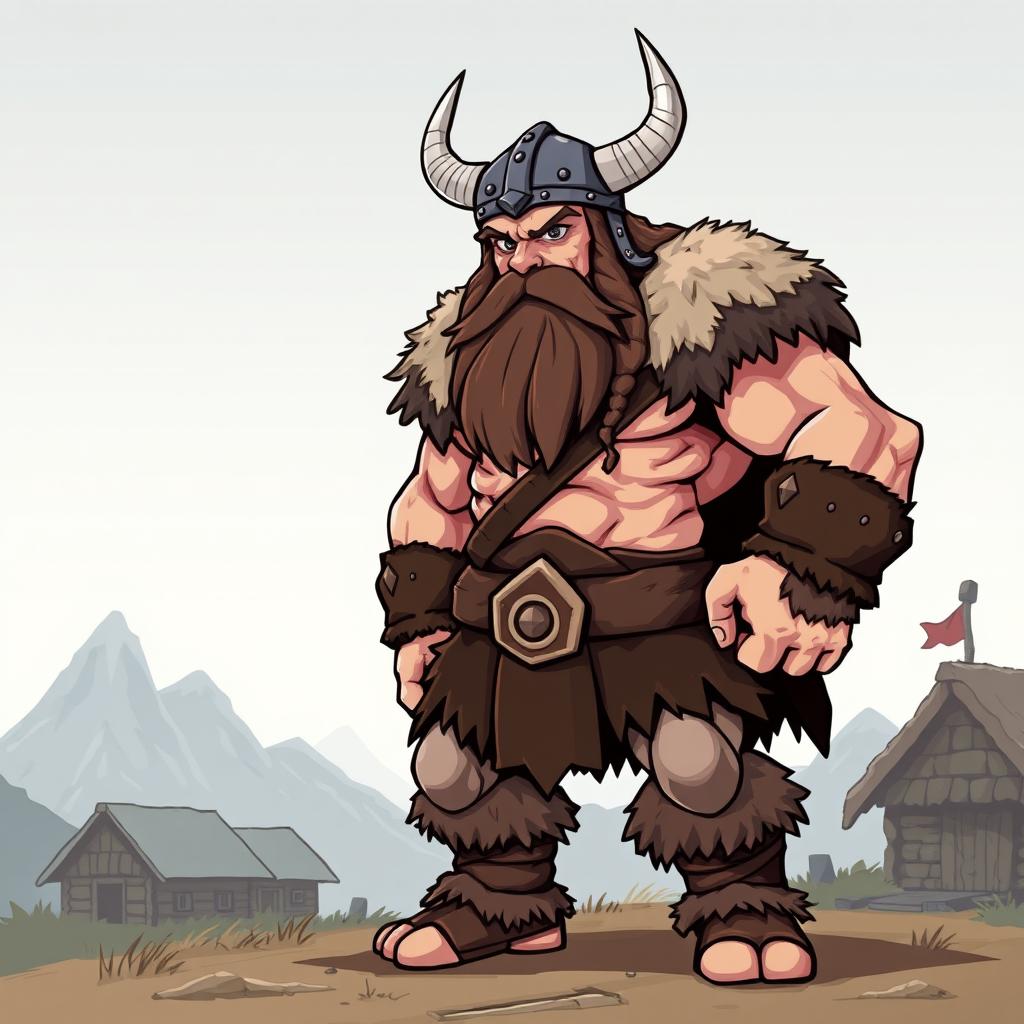 A large, muscular brute sprite inspired by Vikings, designed in 4th generation graphics style
