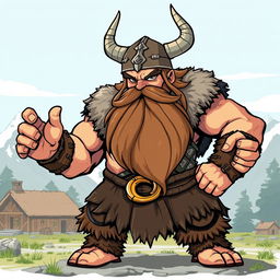A large, muscular brute sprite inspired by Vikings, designed in 4th generation graphics style