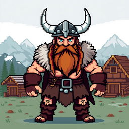 A brute sprite inspired by Vikings, designed in 4th generation pixel graphics style