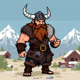A brute sprite inspired by Vikings, designed in 4th generation pixel graphics style