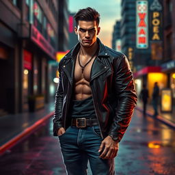 A character named Donat Andalan, a tall and muscular man in his 30s with dark hair and a chiseled jawline