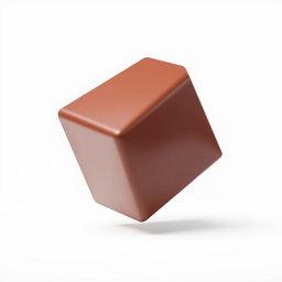 A perfectly realistic 3D render of a chocolate cube, showcasing its rich, glossy texture and intricate details that highlight the chocolate's smoothness