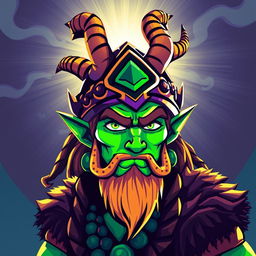 Loki, the Viking god of mischief, depicted in a vibrant and colorful style reminiscent of an animated Avatar