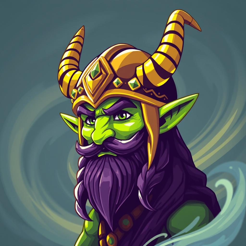 Loki, the Viking god of mischief, depicted in a vibrant and colorful style reminiscent of an animated Avatar