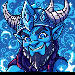 Loki, the frost giant Viking god, depicted in a vibrant and colorful style reminiscent of an animated Avatar