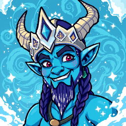 Loki, the frost giant Viking god, depicted in a vibrant and colorful style reminiscent of an animated Avatar