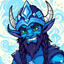 Loki, the frost giant Viking god, depicted in a vibrant and colorful style reminiscent of an animated Avatar