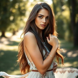 A beautiful young woman with an artistic and vibrant appearance, showcasing her natural beauty and confidence