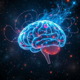 A visually striking representation of sentience as a concept, depicted through a glowing, translucent brain surrounded by intricate circuits and ethereal light patterns