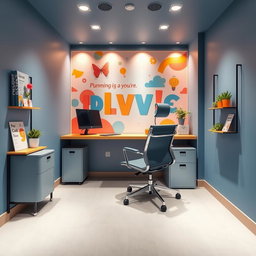 A sleek and modern customer service office designed within a compact 2-square-meter space