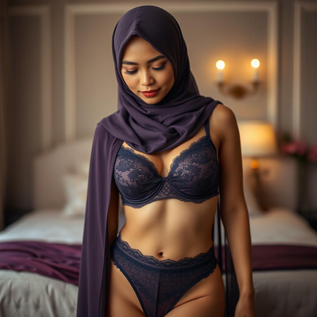 A portrait of a Malay woman wearing a hijab, styled elegantly